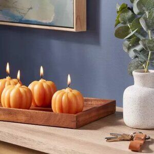 New 4 pk pumpkin votive vanilla pumpkin candles  by threshold